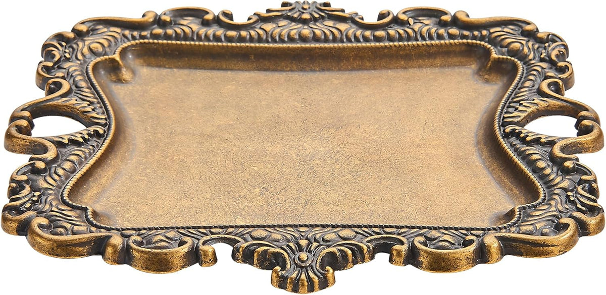 khtumeware 1 Pack Vintage Gold Jewelry Dish Antique Brass Jewelry Trays ideal for holding jewelry rings and small trinkets.
