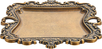 khtumeware 1 Pack Vintage Gold Jewelry Dish Antique Brass Jewelry Trays ideal for holding jewelry rings and small trinkets.