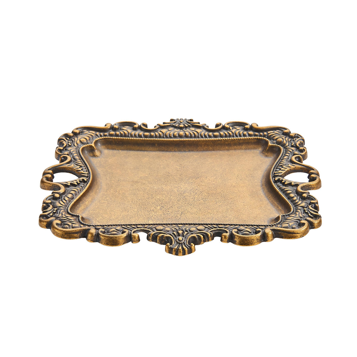 khtumeware 1 Pack Vintage Gold Jewelry Dish Antique Brass Jewelry Trays ideal for holding jewelry rings and small trinkets.