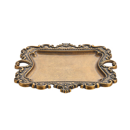 khtumeware 1 Pack Vintage Gold Jewelry Dish Antique Brass Jewelry Trays ideal for holding jewelry rings and small trinkets.