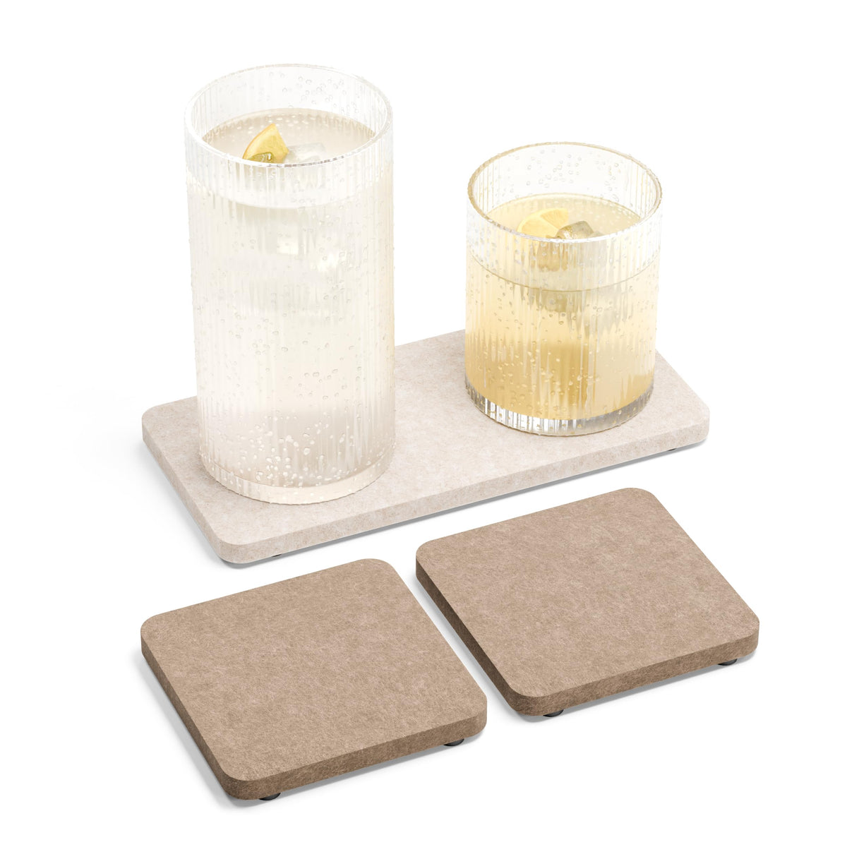 Fluxynara Felt Coasters with Holder, Set of 8 for Drinks, Sage - Arch