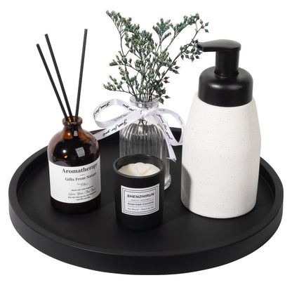 Silicone Bathroom Tray Coffee Table Decor Perfume Organizer, 9" Black