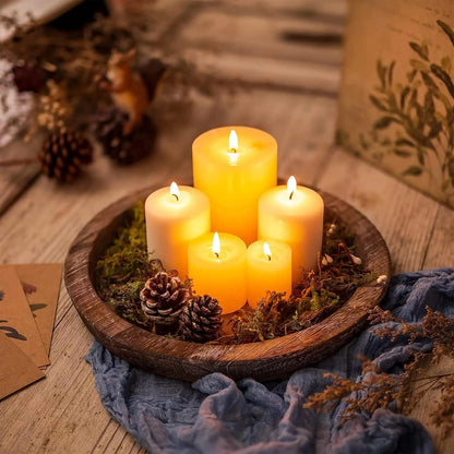 Rustic Wooden Serving Tray - Candle Holder Tray Home Decor, Small Wooden Serving Tray, Round Wood Tray for Coffee Table, Decorative Tray, Centerpiece Table Decorations for Home Decor (8.07 in), Retro