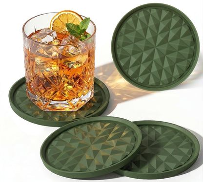 Silicone Drink Coasters Set of 4, Coaster for Desk