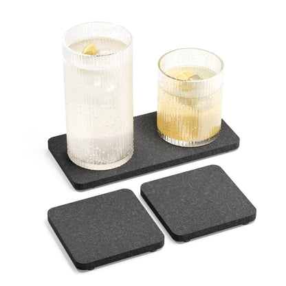 Fluxynara Felt Coasters with Holder, Set of 8 for Drinks, Sage - Arch