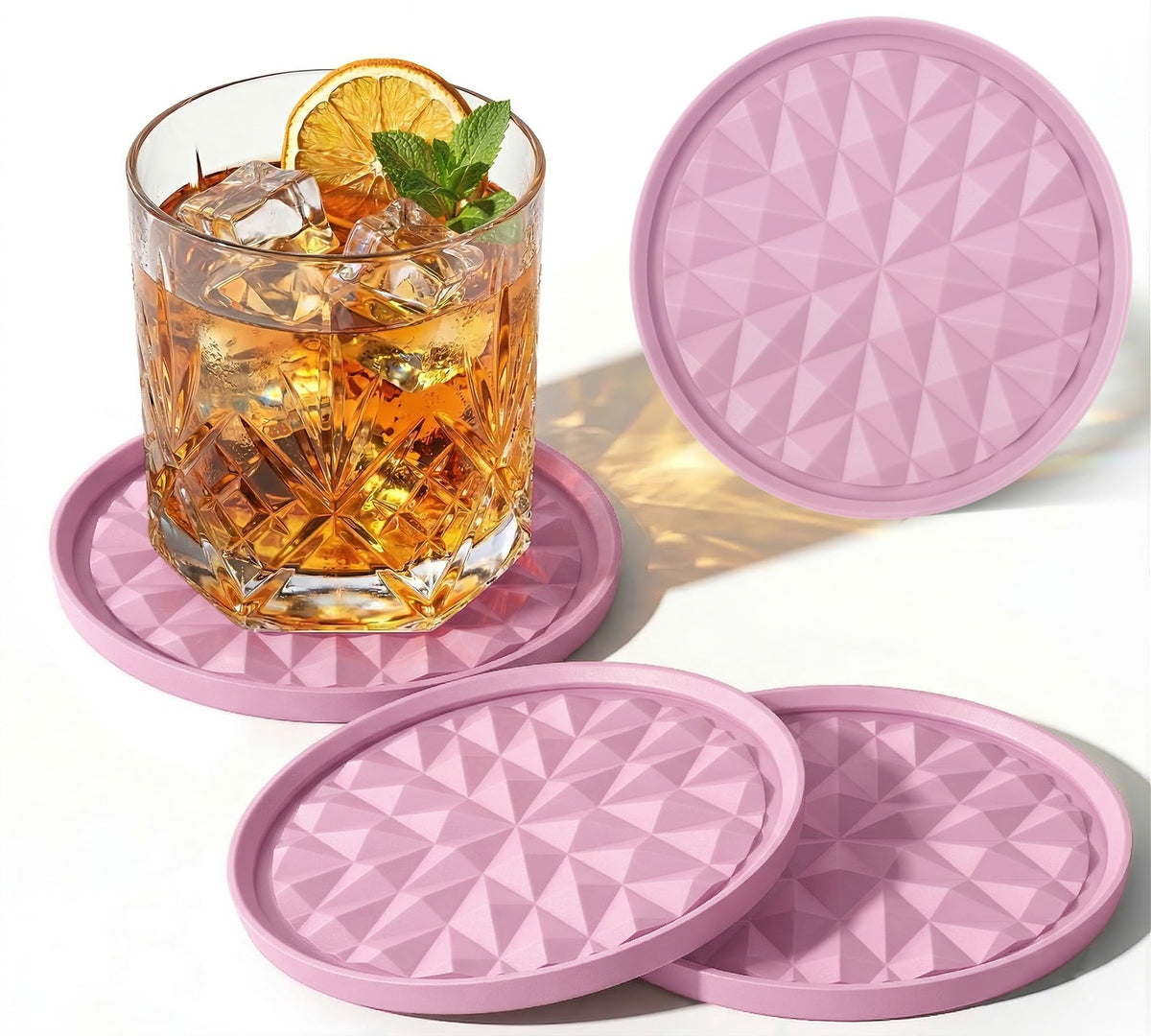 Silicone Drink Coasters Set of 4, Coaster for Desk