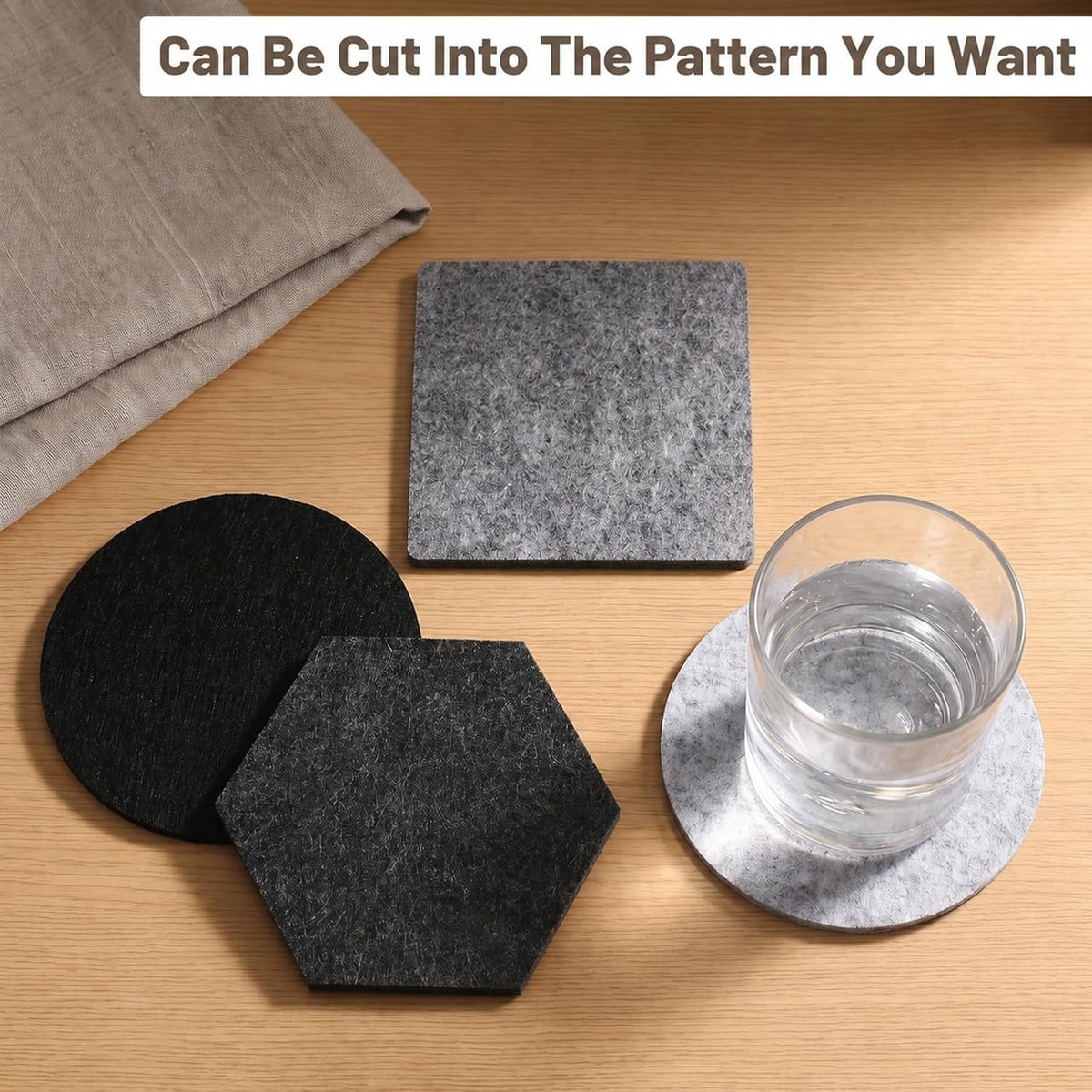 3.94 in Felt Coasters for Drinks Set of 8 Round Absorbent Coaster