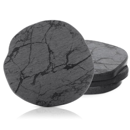 Diatomaceous Earth Coasters Set of 4，Cool Absorbent Quick-Dry Drink Coasters for Desks, Cute Modern Stone Design with Stylish White Aesthetic (4, White)