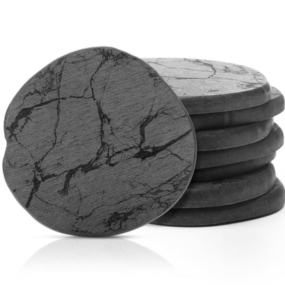 Diatomaceous Earth Coasters Set of 4，Cool Absorbent Quick-Dry Drink Coasters for Desks, Cute Modern Stone Design with Stylish Grey Aesthetic (4, Grey)