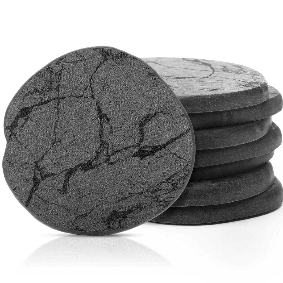 Diatomaceous Earth Coasters Set of 4，Cool Absorbent Quick-Dry Drink Coasters for Desks, Cute Modern Stone Design with Stylish Grey Aesthetic (4, Grey)