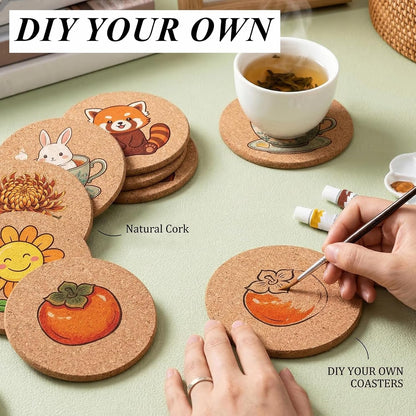 Tebery 20 Pack Cork Coasters Round, 3.9" Bar Coasters for Drinks Thick, Reusable Coaster Table Protectors for Coffee Mugs, Bulk DIY Craft Cork Circles for Home Kitchen Office, 1/5" Thick