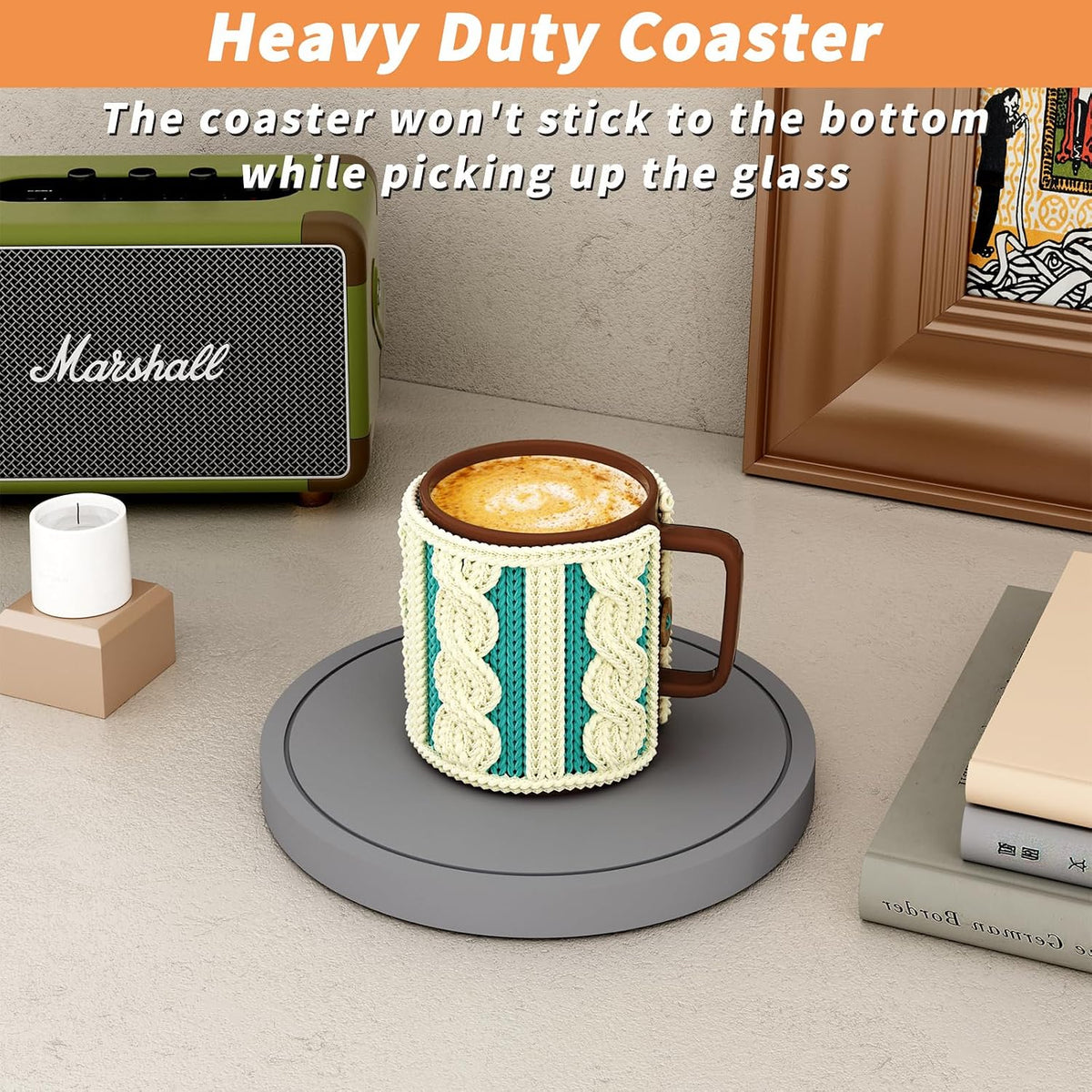 Azhou 6Pcs Absorbent Diatomaceous Earth Coasters Set with Velvet Bottom
