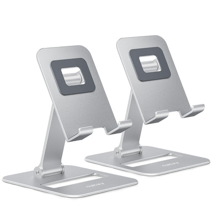 Nulaxy 2 Pcs Aluminum Dual Folding Cell Phone Stand for Desk Black&Rosegold