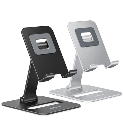 Nulaxy 2 Pcs Aluminum Dual Folding Cell Phone Stand for Desk Black&Rosegold