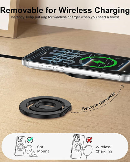 MagSafe Phone Grip Holder Dual-Sided Magnetic Finger Ring with Kickstand
