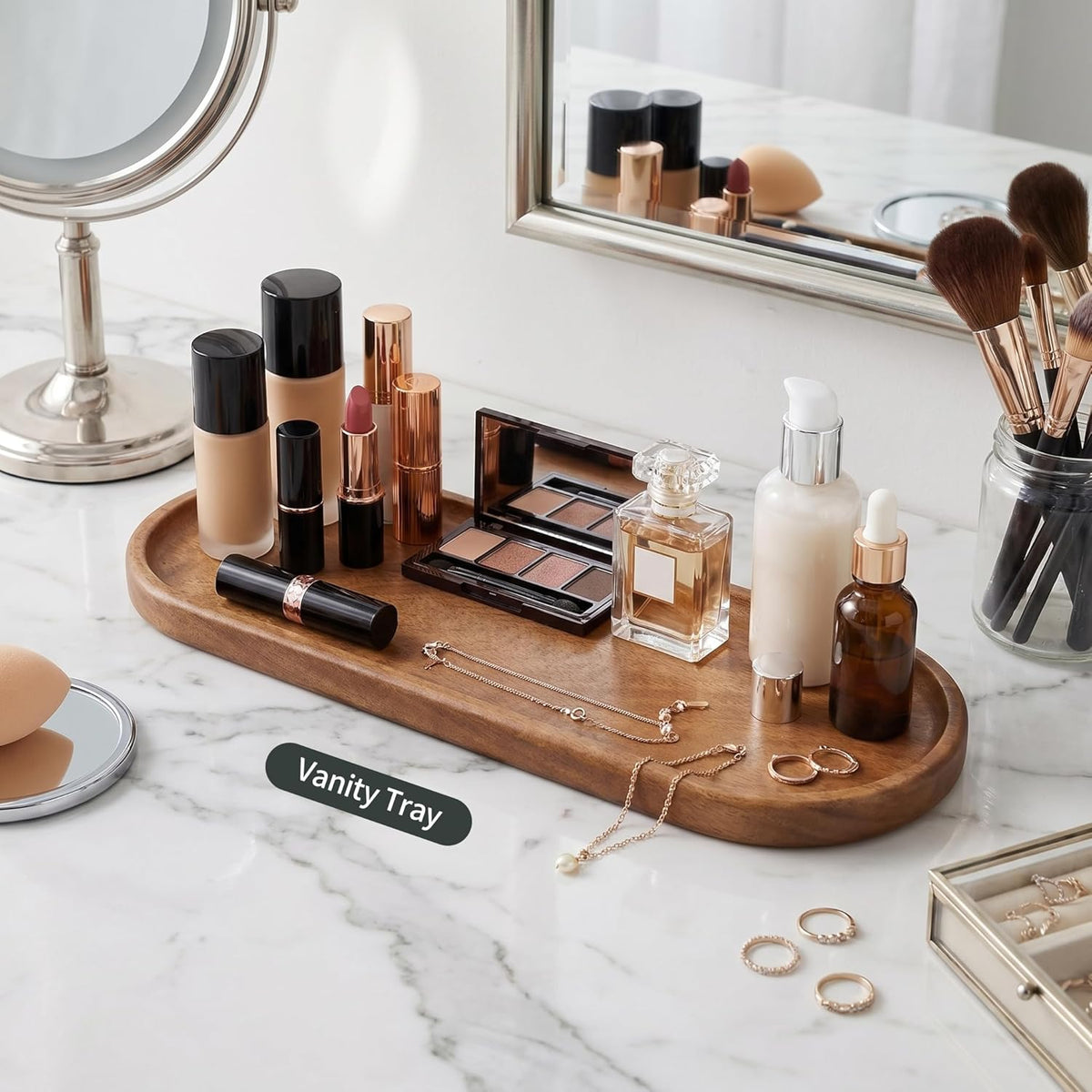 Small Wood Tray– Acacia Serving Platter Vanity Tray Mini Wooden Tray Decor