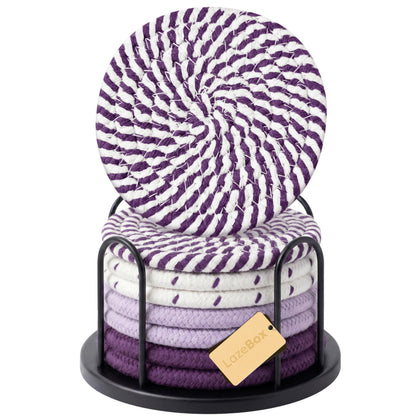 Lazebox Coasters Set of 8 for Drinks, 4 Inch Large Coasters for Coffee Table, Tabletop Protection for Hot & Cold Drinks, Versatile Coasters for Home Decor, Non-Slip & Easy to Clean, Coffee