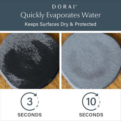 Dorai Home Stone Coasters Set - Diatomaceous Earth Water-Absorbing Drink Coaster for Coffee Table, Kitchen or Bar, Modern Stone Appearance | Slate - Set of 4