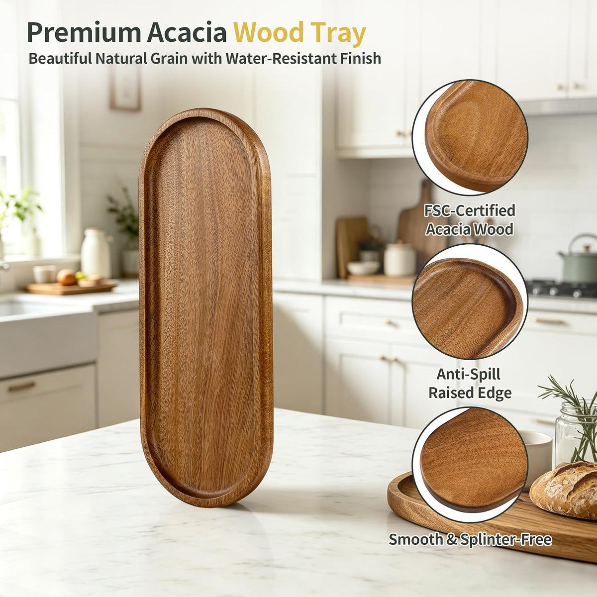 Small Wood Tray– Acacia Serving Platter Vanity Tray Mini Wooden Tray Decor