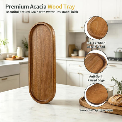 Small Wood Tray– Acacia Serving Platter Vanity Tray Mini Wooden Tray Decor