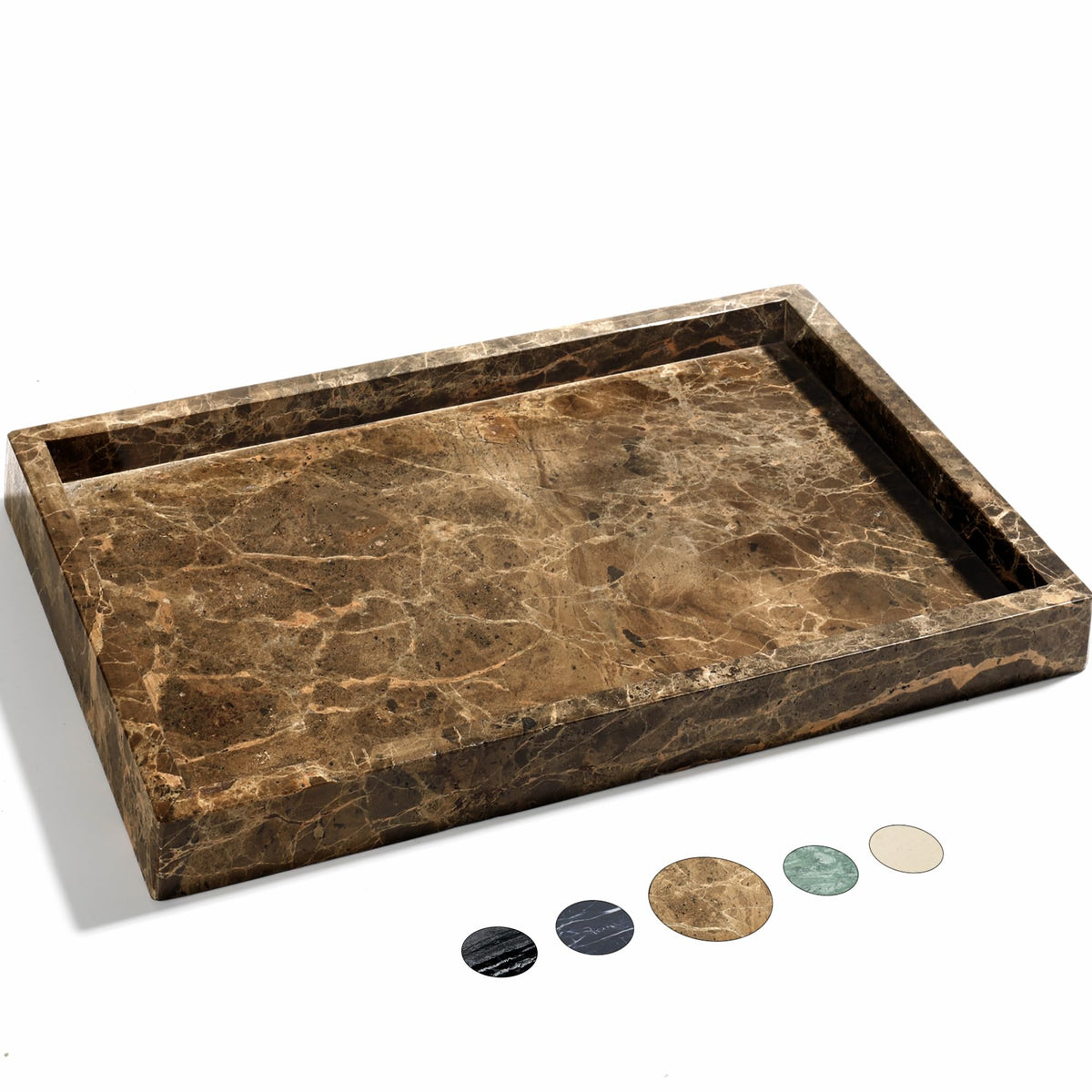 YMXYJM Real Natural Marble Tray for Bathroom, Genuine Marble Stone Vanity Tray, Luxury Storage Trays for Kitchen, Vanity, Home Decor, Dresser, Non-Resin/Non-Ceramic, 12"x 8"x 1.2", Dark Green