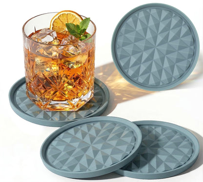 Silicone Drink Coasters Set of 4, Coaster for Desk