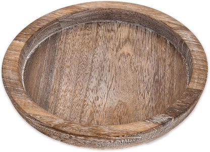 Rustic Wooden Serving Tray - Candle Holder Tray Home Decor, Small Wooden Serving Tray, Round Wood Tray for Coffee Table, Decorative Tray, Centerpiece Table Decorations for Home Decor (8.07 in), Retro