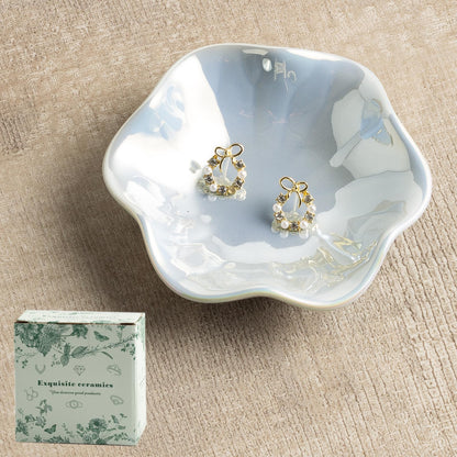 Ceramic Lotus Leaf Trinket Dish, Ring Holder for Jewelry