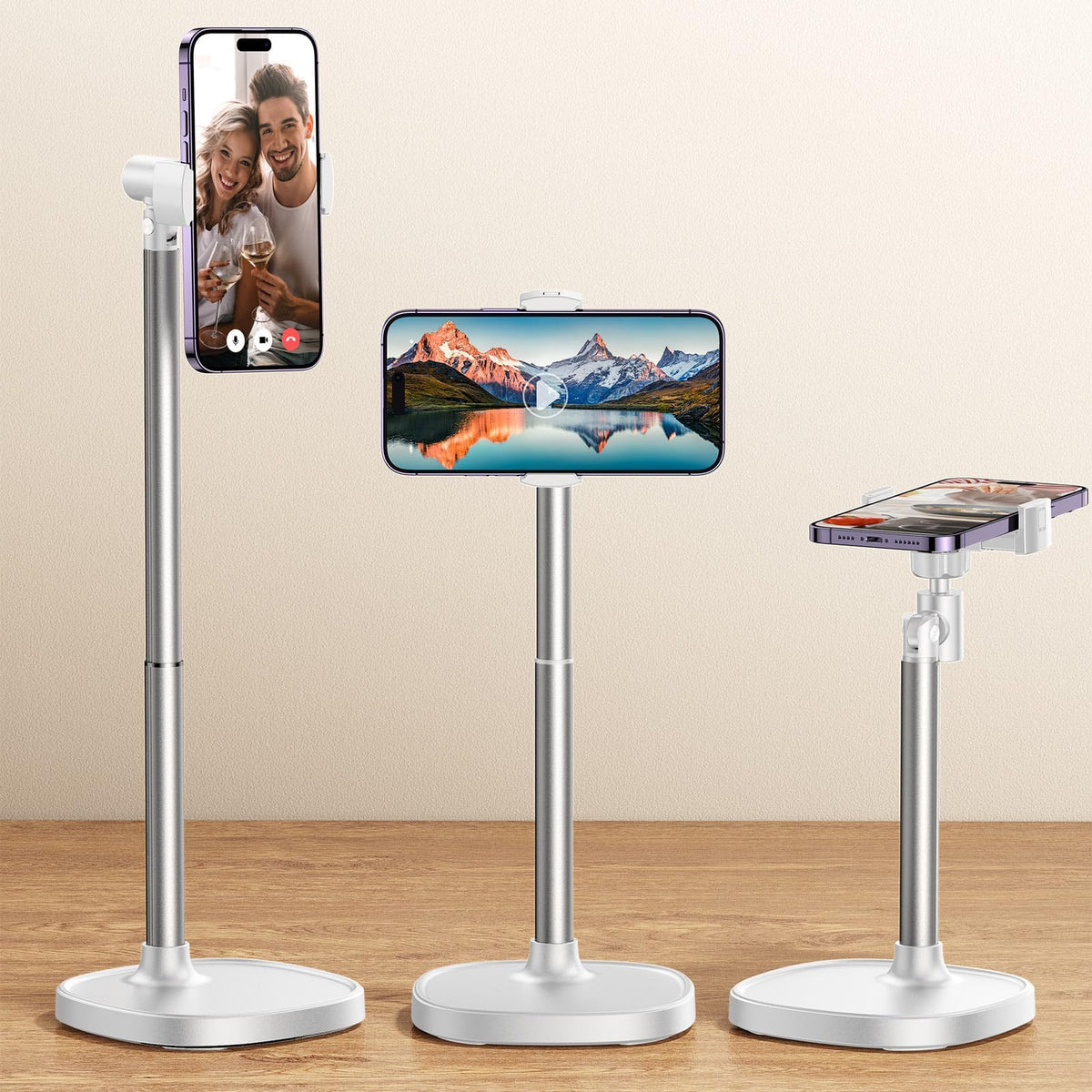DIMONCOAT Phone Stand for Desk Angle Height Adjustable Phone Holder iPhone