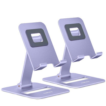 Nulaxy 2 Pcs Aluminum Dual Folding Cell Phone Stand for Desk Black&Rosegold