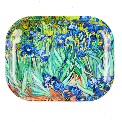 Metal Decorative Tray Small, Iris Flower 7x5.5in for Home Storage
