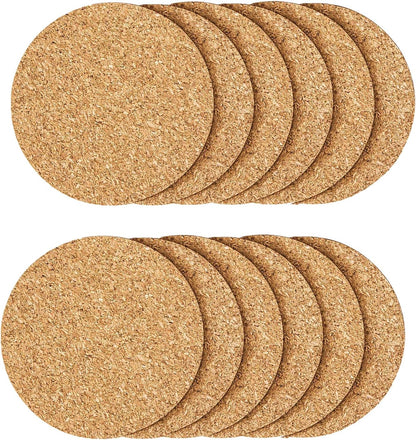 12 Pcs Cork Coasters, Reuse Cork Coaster for Drink, Blank Coaster for Craft