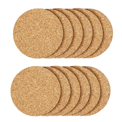 12 Pcs Cork Coasters, Reuse Cork Coaster for Drink, Blank Coaster for Craft