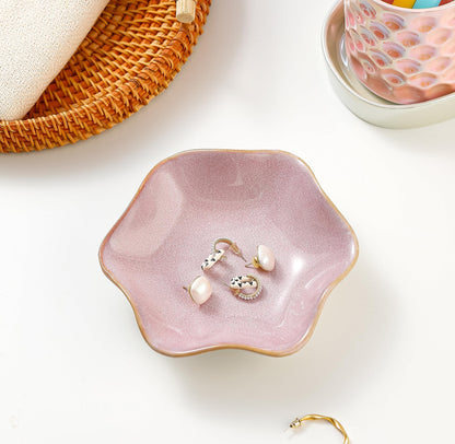 Binoster Ceramic Jewelry Dish,Leaf Jewelry Tray Key Tray,Small Ring Dish Holder Jewelry Plate Trinket Tray Catchall Tray Nightstand Decor For Entryway Green Table Room Decor